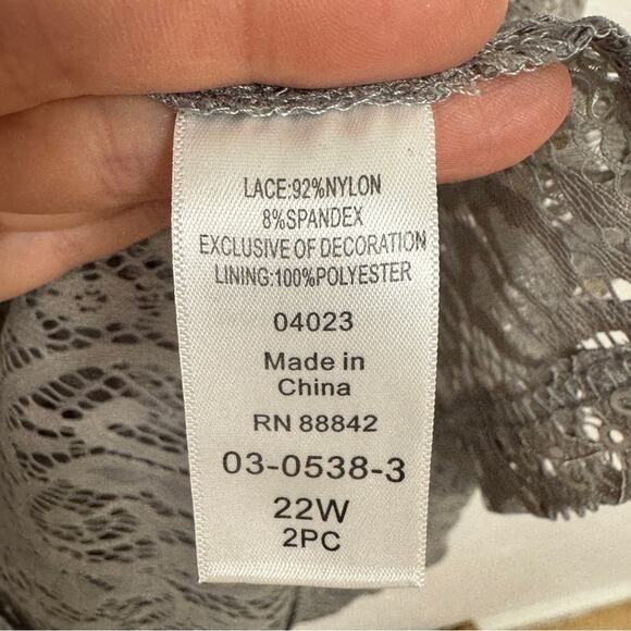 Roamans Grey Lace Duster Cardigan Sweater Womens 22W Formal Sequin Dressy Sheer - Picture 7 of 9